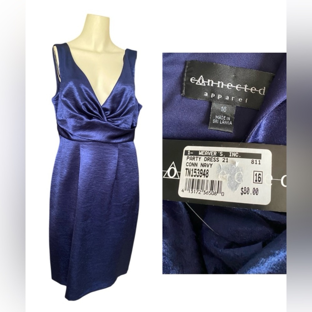 Connected Apparel Satin Pleated Bust Sleeveless Cocktail Bridesmaid Dress women